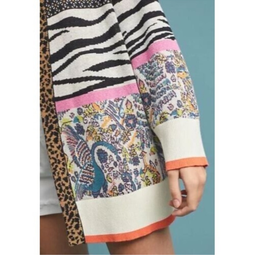Anthropologie Bricolage Oversized Long Multi-Print Multi-Colored Cardigan - Picture 3 of 12